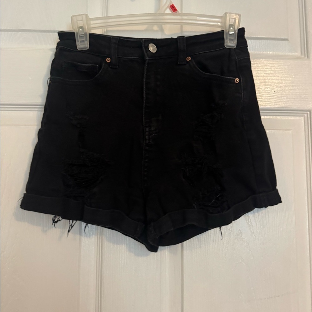 Wax Jean Women's Black Distressed Jean Shorts Size Small